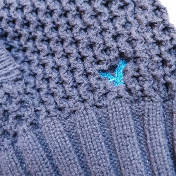 American Eagle Live Your Life Full Zip Cable Knit Hoodie – Navy Blue, Size M - Picture 14 of 16